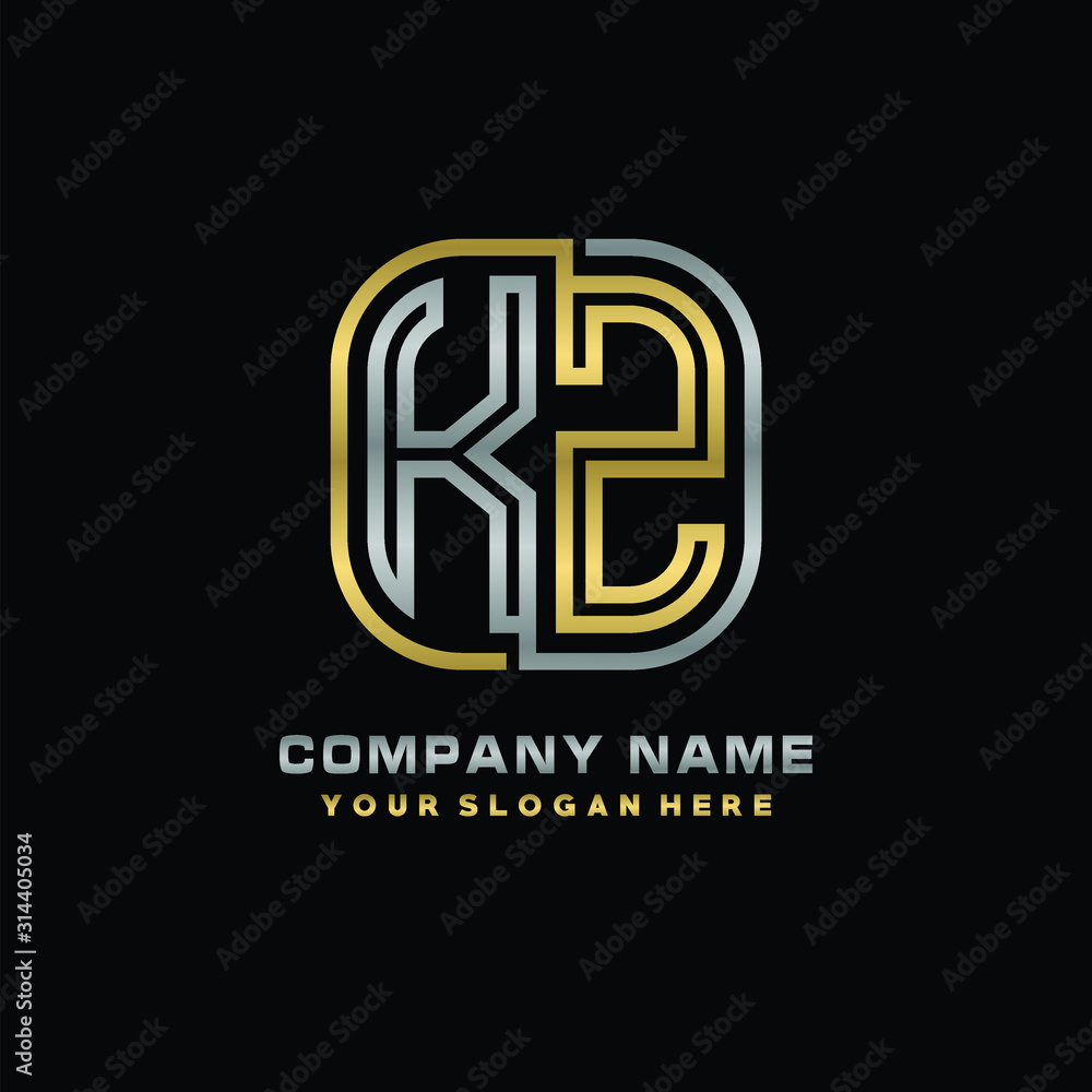 initial letter KZ logo Abstract vector minimalist. letter logo gold and silver color initial letter KZ logo Abstract vector minimalist. letter logo gold and silver color
