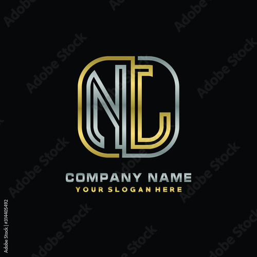 Free Download initial letter NL logo Abstract vector minimalist. letter logo gold and silver color - GFXLoad