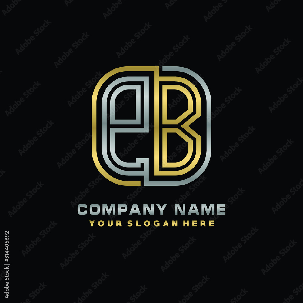 initial letter PB logo Abstract vector minimalist. letter logo gold and silver color initial letter PB logo Abstract vector minimalist. letter logo gold and silver color