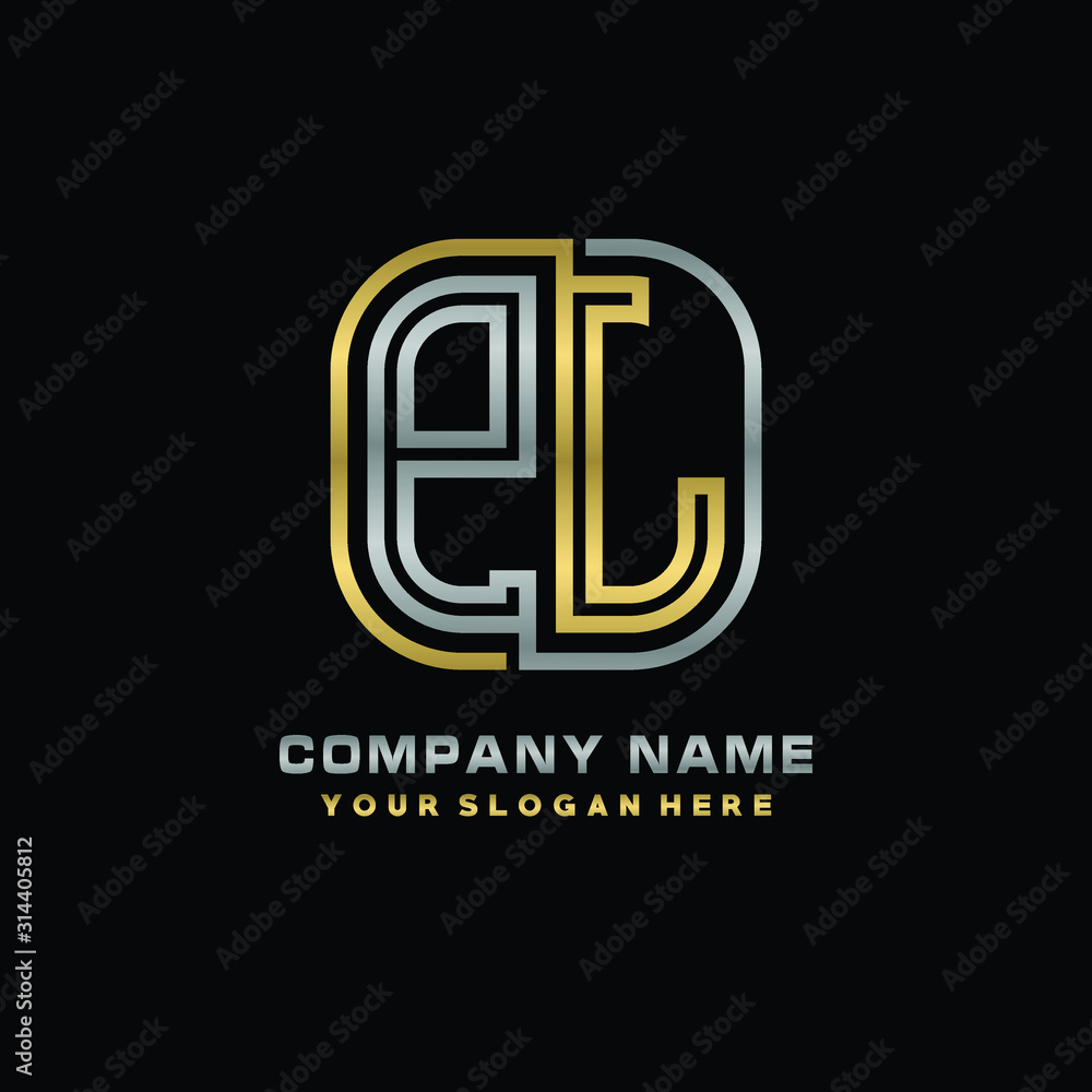 initial letter PL logo Abstract vector minimalist. letter logo gold and silver color initial letter PL logo Abstract vector minimalist. letter logo gold and silver color