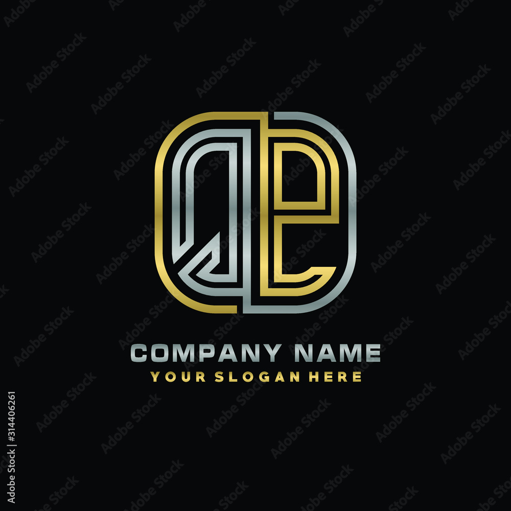 initial letter QP logo Abstract vector minimalist. letter logo gold and silver color initial letter QP logo Abstract vector minimalist. letter logo gold and silver color