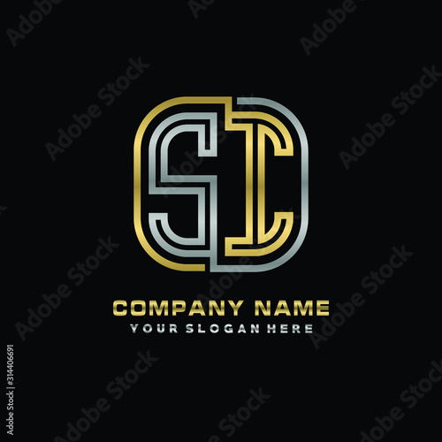 initial letter SI logo Abstract vector minimalist. letter logo gold and silver color