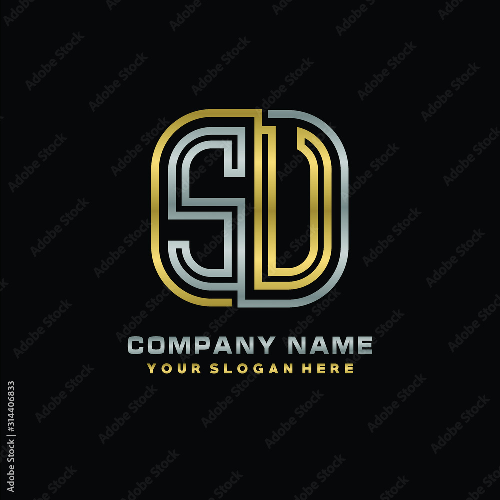 initial letter SV logo Abstract vector minimalist. letter logo gold and silver color initial letter SV logo Abstract vector minimalist. letter logo gold and silver color