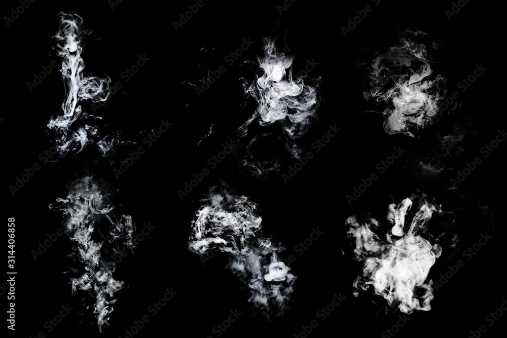 Dry ice smoke Floating in the air, black background