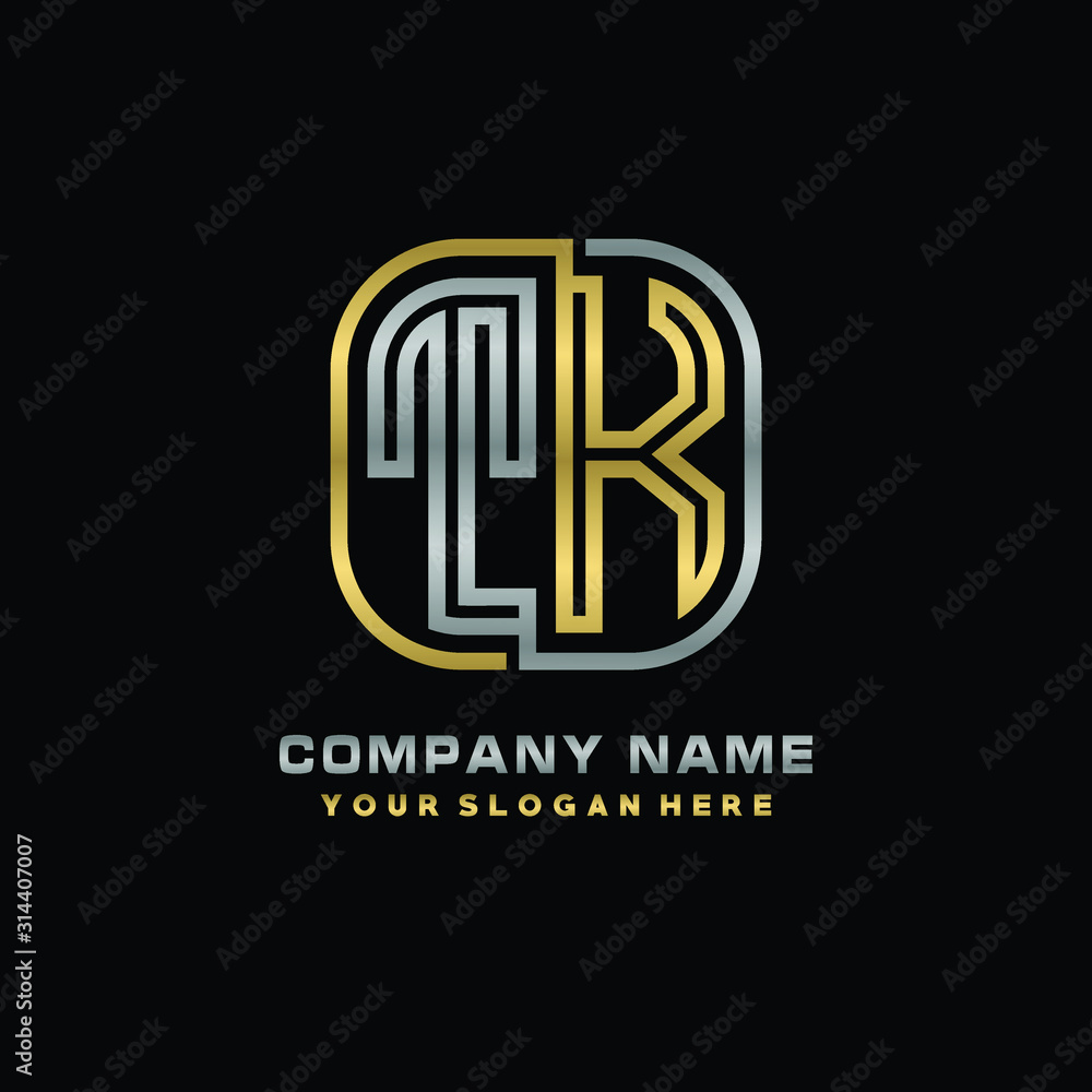 initial letter TK logo Abstract vector minimalist. letter logo gold and silver color initial letter TK logo Abstract vector minimalist. letter logo gold and silver color