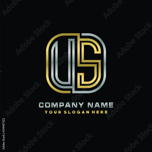 initial letter US logo Abstract vector minimalist. letter logo gold and silver color © MUCHAMMAD