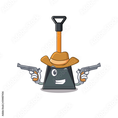 Snow shovel dressed as a Cowboy having guns