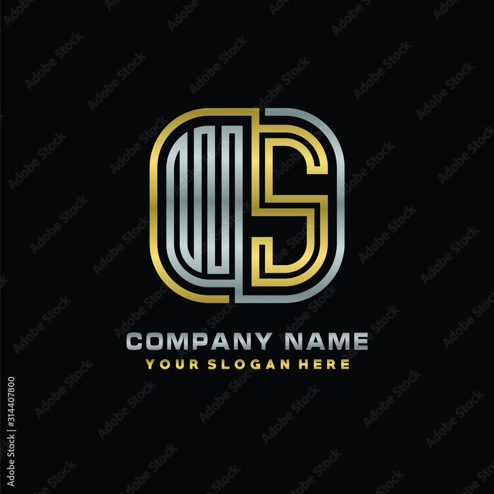initial letter WS logo Abstract vector minimalist. letter logo gold and silver color initial letter WS logo Abstract vector minimalist. letter logo gold and silver color