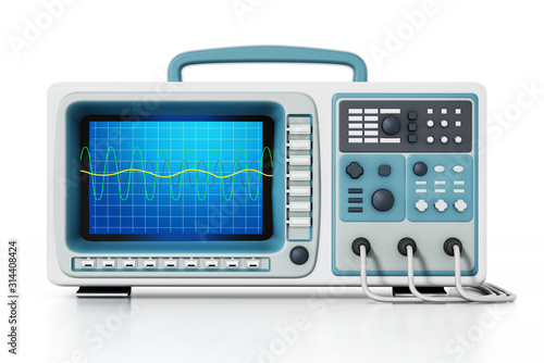 Cuadro en lienzo Oscilloscope isolated on white background. 3D illustration