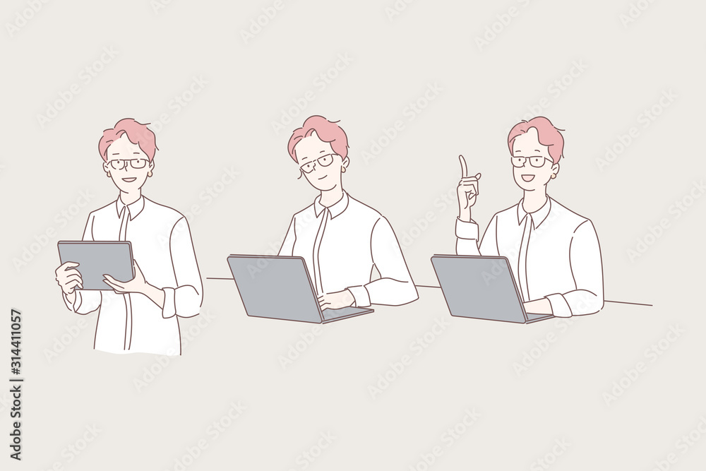 Office work productivity, idea generation concept Office work productivity, idea generation concept