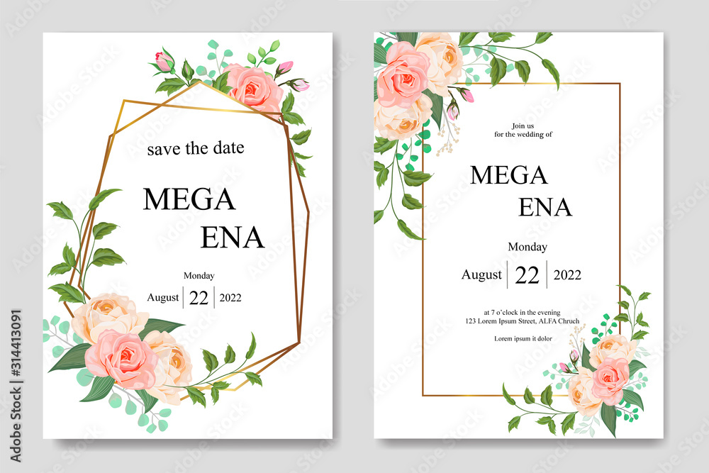 Fototapeta premium set weddiing invitation card