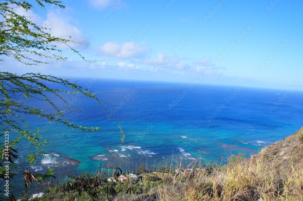 the landscape from diamond head in hawaii