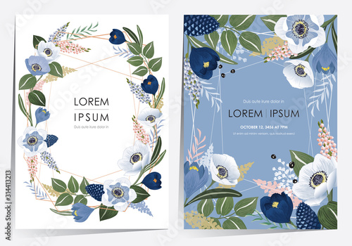 Vector illustration of a beatiful floral frame set for Wedding, anniversary, birthday and party. Design for banner, poster, card, invitation and scrapbook 