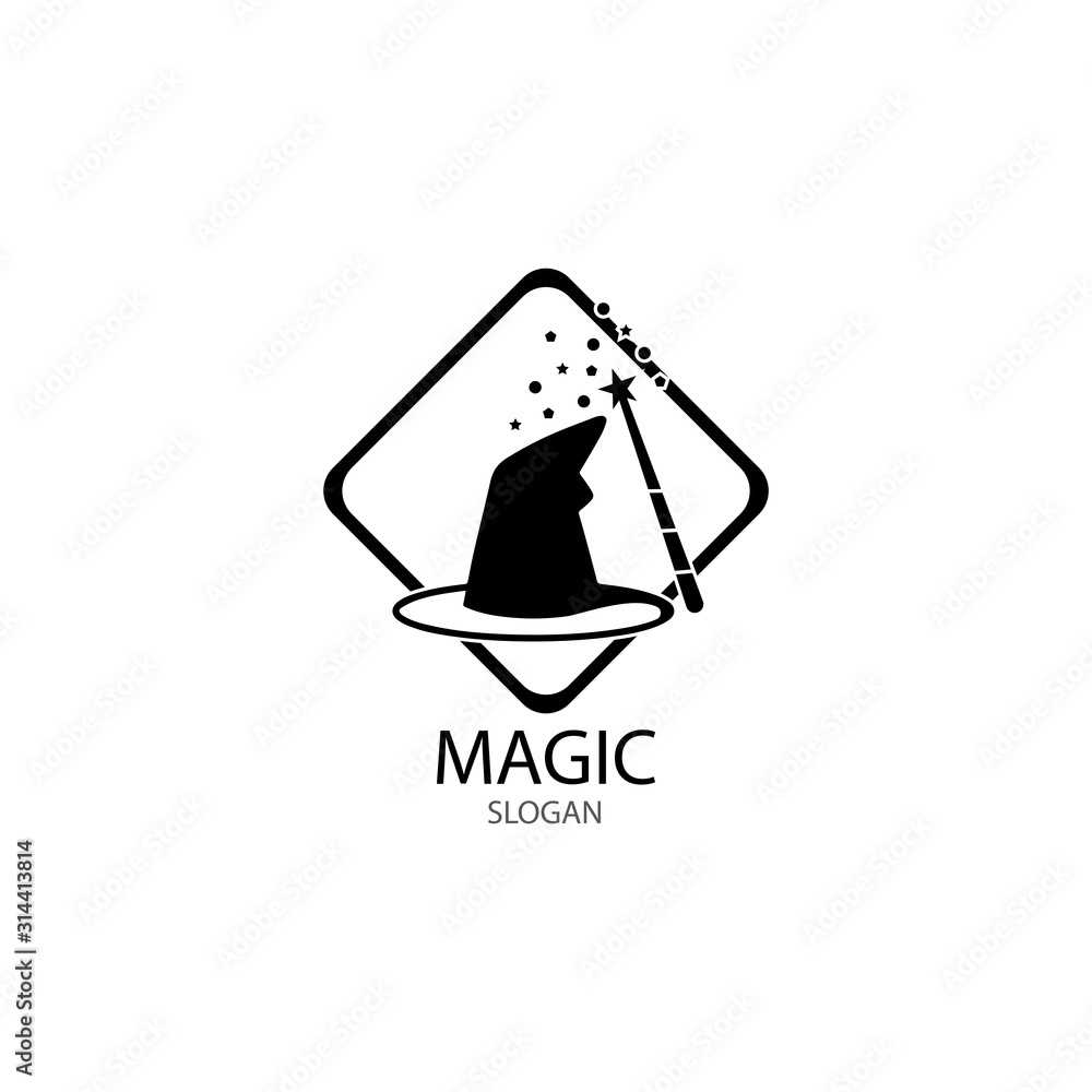 Illustration of magic hat with wand Illustration of magic hat with wand