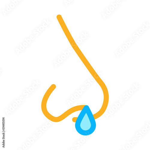 Running Nose Icon Vector. Outline Running Nose Sign. Isolated Contour Symbol Illustration