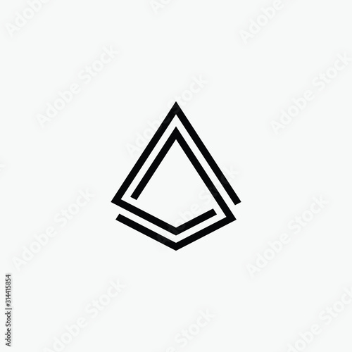 letter A combination with Pyramid logotype. Abstract vector illustration. summit shape line design concept. Line creative symbol. Universal vector icon. Roof mount camp sign. - vector