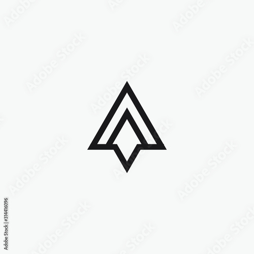 initial letter A mono line with rocket element. creative monogram logo with negative space style. - vector