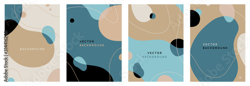 Vector set of abstract creative backgrounds in minimal trendy style with copy space for text - design templates for social media stories