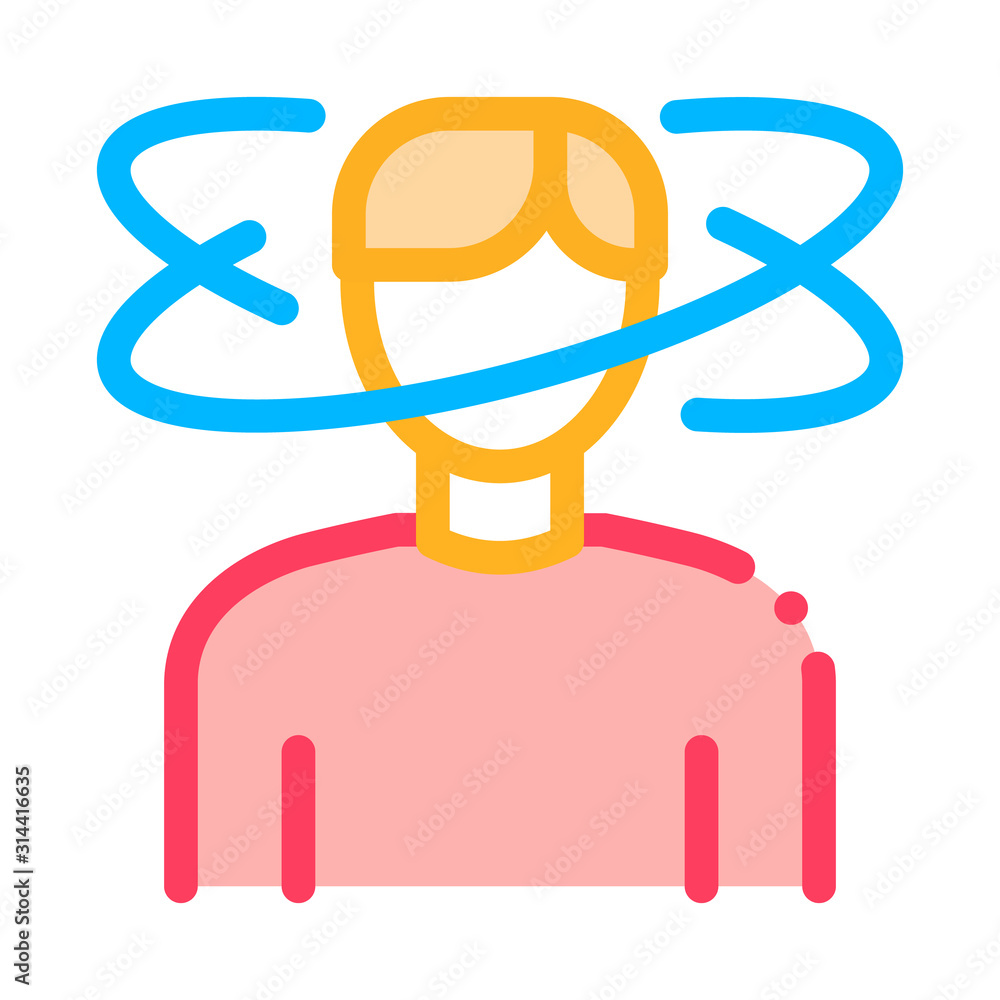Man Dizziness Icon Vector. Outline Man Dizziness Sign. Isolated Contour Symbol Illustration Man Dizziness Icon Vector. Outline Man Dizziness Sign. Isolated Contour Symbol Illustration