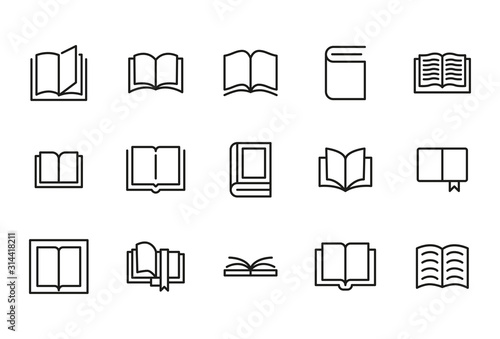 Stroke line icons set of book.