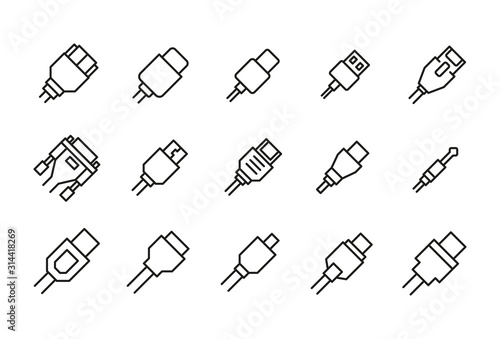Icon set of cable.