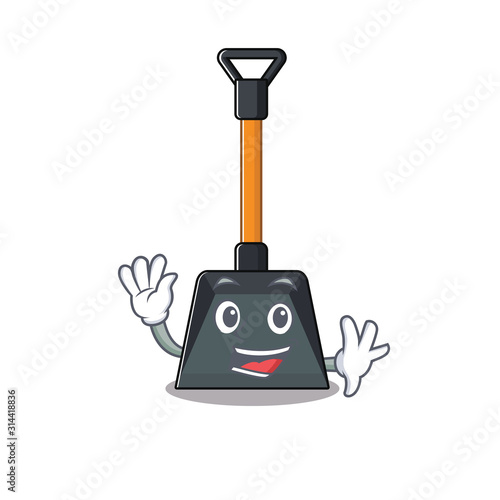 Waving friendly snow shovel cartoon character design