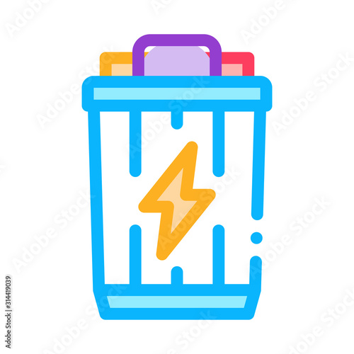 Lightning Battery Icon Vector. Outline Lightning Battery Sign. Isolated Contour Symbol Illustration