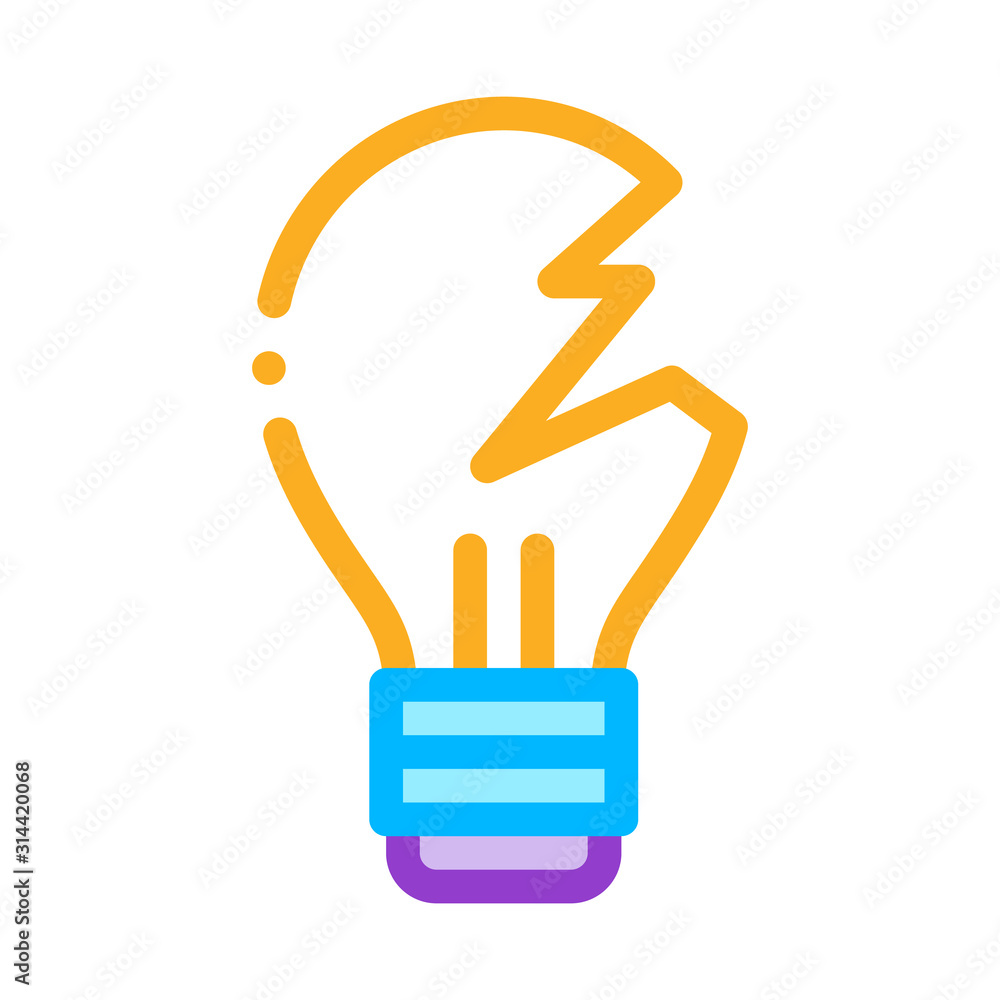 Wrecked Lightbulb Icon Vector. Outline Wrecked Lightbulb Sign. Isolated Contour Symbol Illustration Wrecked Lightbulb Icon Vector. Outline Wrecked Lightbulb Sign. Isolated Contour Symbol Illustration