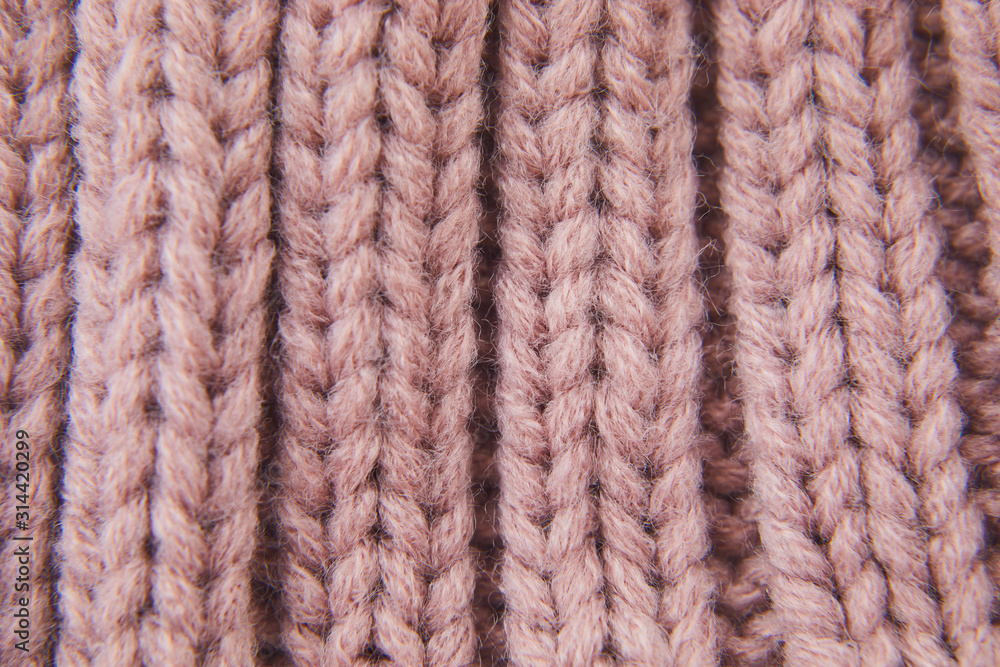 Pattern of knit stitch. Woolen hat
