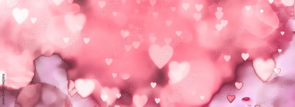  abstract valentines day background with hearts - obrazy, fototapety, plakaty 