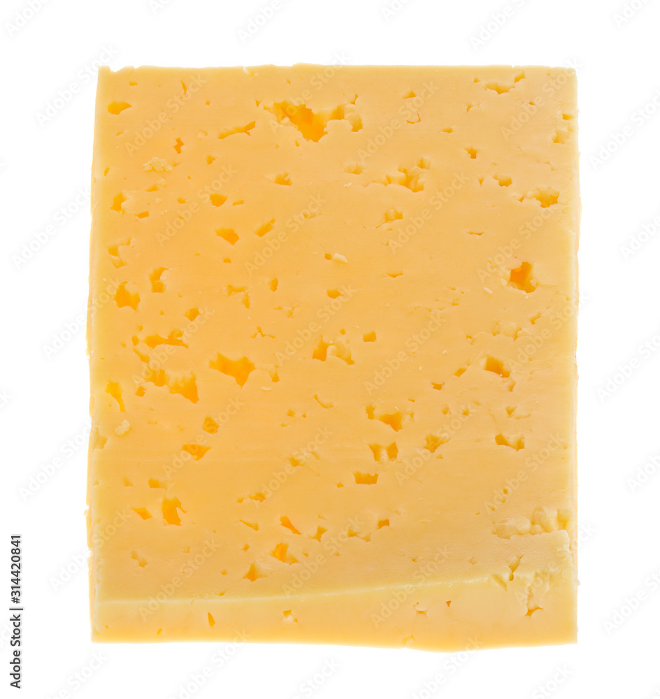 Cheese isolated on a white background close-up.