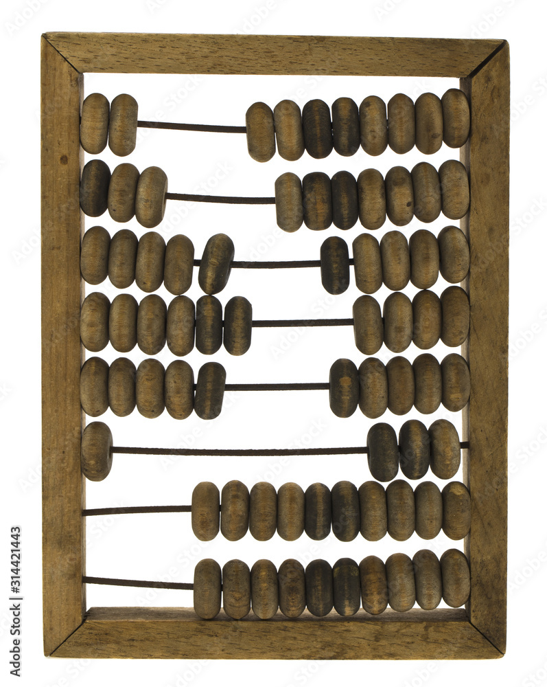 Wooden abacus isolated on a white background close-up. Wooden abacus isolated on a white background close-up.