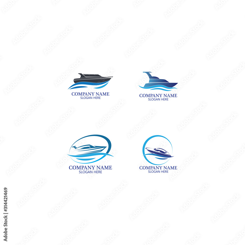 Speed Boat Logo, Logo Collection Set, Concept Design, Symbol, Icon 