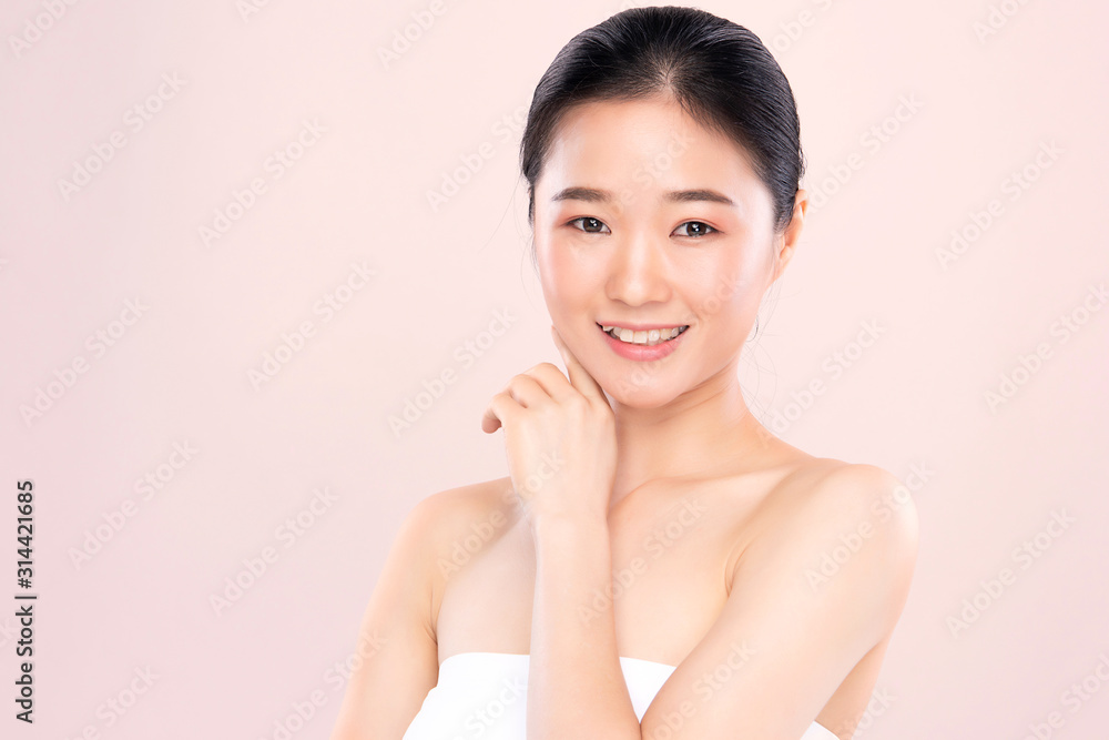 Portrait beautiful young asian woman clean fresh bare skin concept. Asian girl beauty face skincare and health wellness, Facial treatment, Perfect skin, Natural make up Portrait beautiful young asian woman clean fresh bare skin concept. Asian girl beauty face skincare and health wellness, Facial treatment, Perfect skin, Natural make up