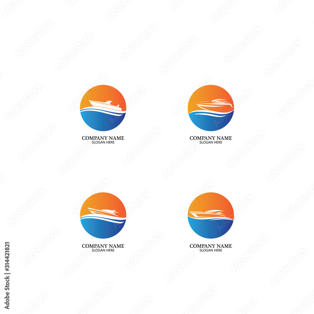 Speed Boat Logo, Logo collection set, Concept design, Symbol, Icon Speed Boat Logo, Logo collection set, Concept design, Symbol, Icon