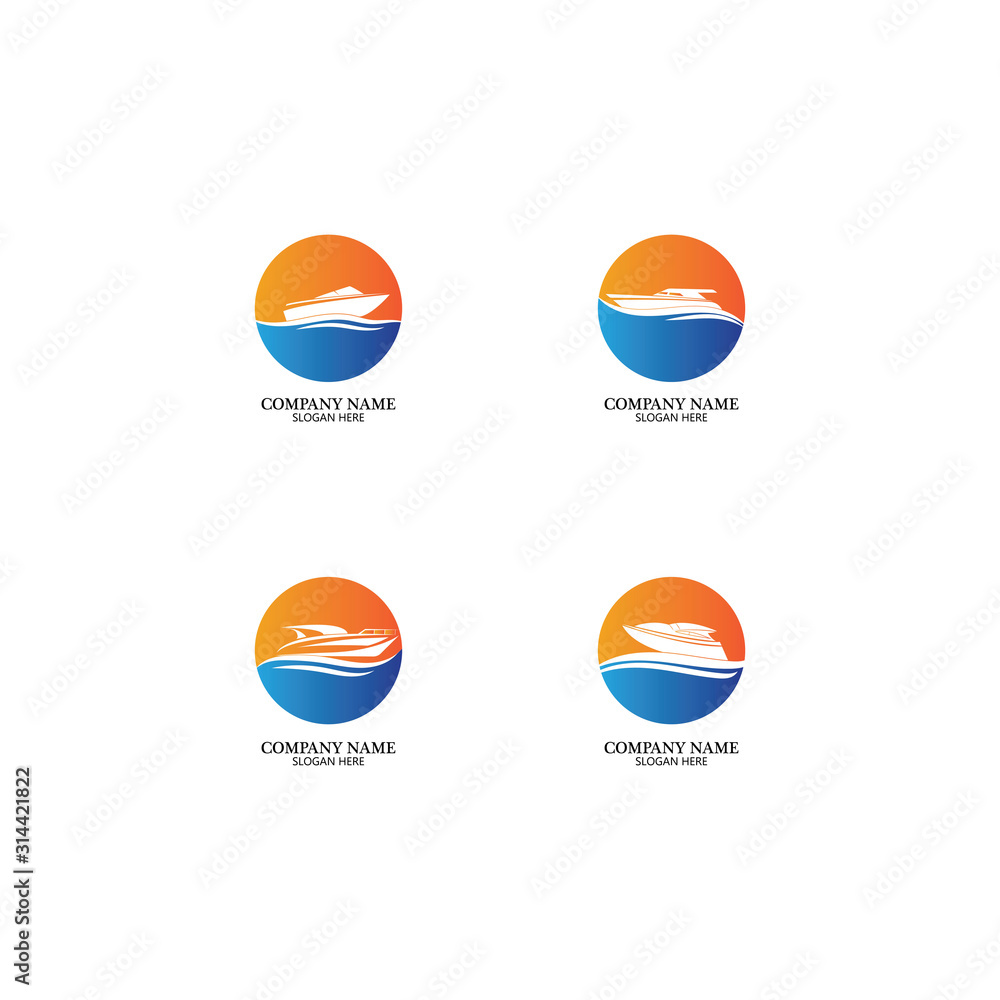 Speed Boat Logo, Logo collection set, Concept design, Symbol, Icon Speed Boat Logo, Logo collection set, Concept design, Symbol, Icon