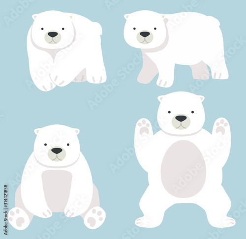 Polar bear funny Cartoon vector set