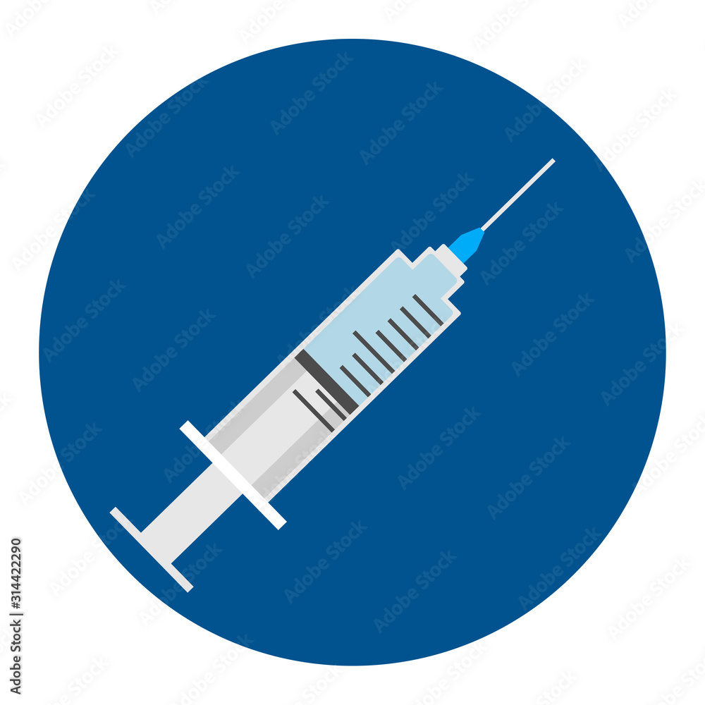 simple, flat illustration of a syringe. Illustration injection, vaccination for icons, buttons, logo simple, flat illustration of a syringe. Illustration injection, vaccination for icons, buttons, logo