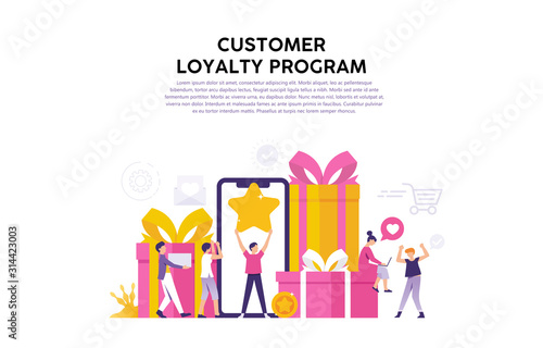 concept illustration of consumer loyalty program, reward for loyal consumers and loyal users of the web or application photo