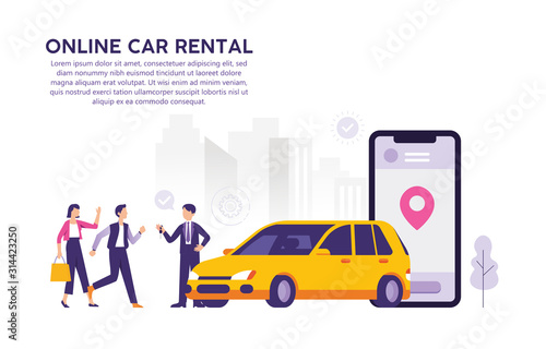 Online car rental vector design illustration concepts that are easier to use the application © pizzastereo