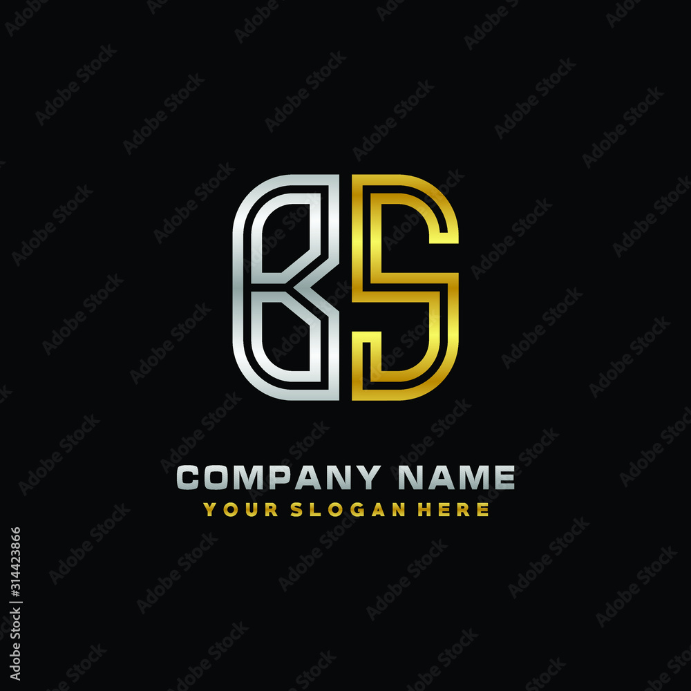 initial letter BS logo Abstract vector minimalist. letter logo gold and silver color initial letter BS logo Abstract vector minimalist. letter logo gold and silver color