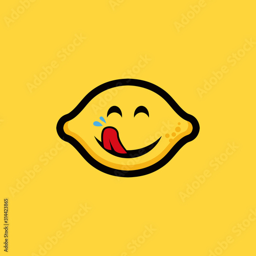 Lemon logo. Fresh lemon fruits on summer season. Summer fruit