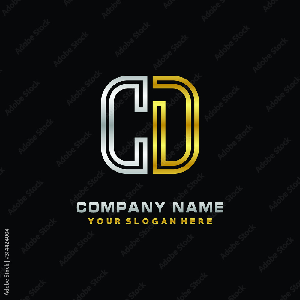 initial letter CD logo Abstract vector minimalist. letter logo gold and silver color initial letter CD logo Abstract vector minimalist. letter logo gold and silver color