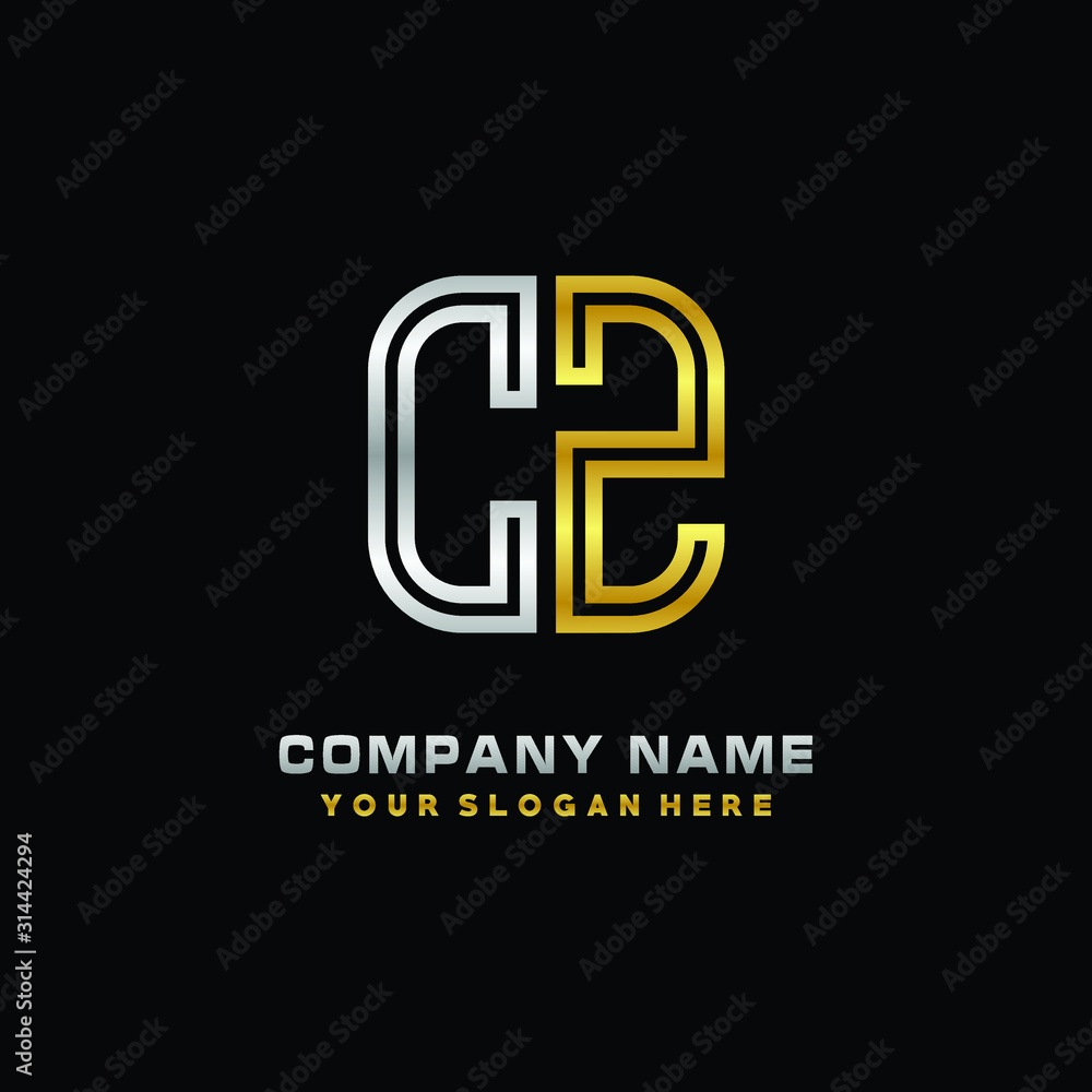initial letter CZ logo Abstract vector minimalist. letter logo gold and silver color initial letter CZ logo Abstract vector minimalist. letter logo gold and silver color