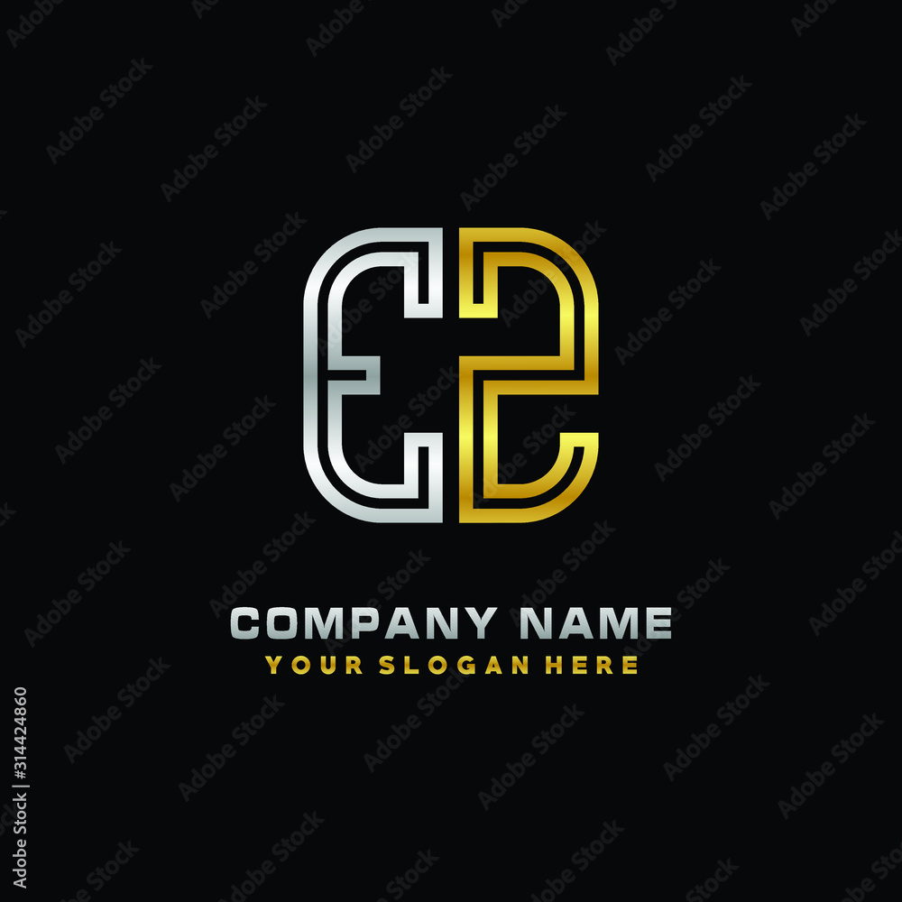 initial letter EE logo Abstract vector minimalist. letter logo gold and silver color initial letter EE logo Abstract vector minimalist. letter logo gold and silver color