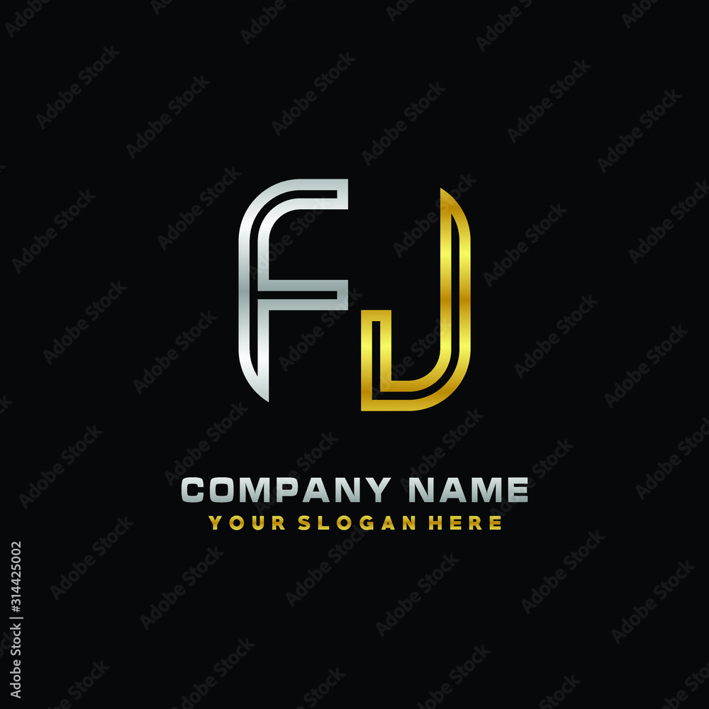 initial letter FL logo Abstract vector minimalist. letter logo gold and silver color initial letter FL logo Abstract vector minimalist. letter logo gold and silver color