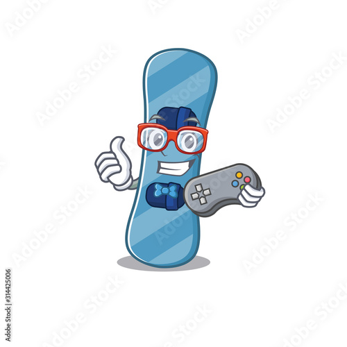 Smiley gamer snowboard cartoon with mascot style