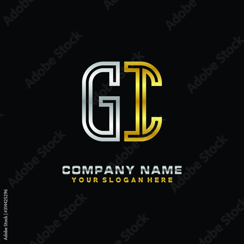 initial letter GI logo Abstract vector minimalist. letter logo gold and silver color
