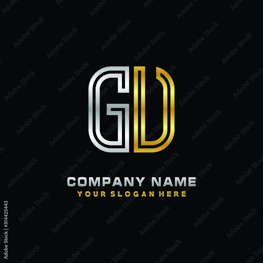 initial letter GV logo Abstract vector minimalist. letter logo gold and silver color initial letter GV logo Abstract vector minimalist. letter logo gold and silver color