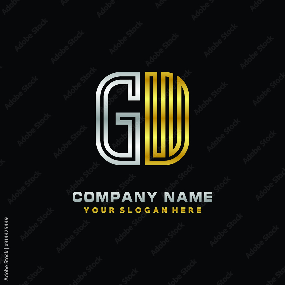 initial letter GW logo Abstract vector minimalist. letter logo gold and silver color initial letter GW logo Abstract vector minimalist. letter logo gold and silver color